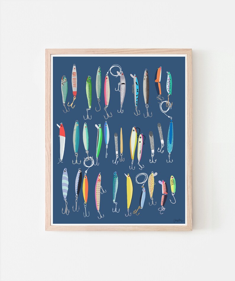 Saltwater Fishing Lures Art. Signed Print. Framed or Unframed. Etsy