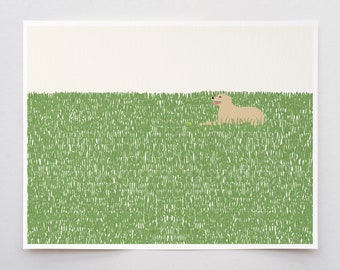 Happy Labrador in the Grass Art Print - Signed and Printed by Jorey Hurley - Unframed or Framed - 141008