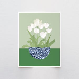 White Tulips Art Print - Signed by Jorey Hurley - Floral Wall Decor - 240512
