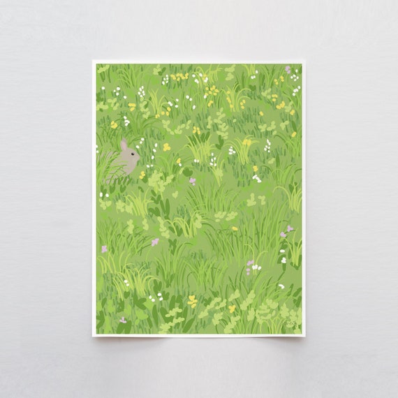 Cottontail in the Grass Art Print - Signed and Printed by Jorey Hurley - Unframed or Framed - 130307