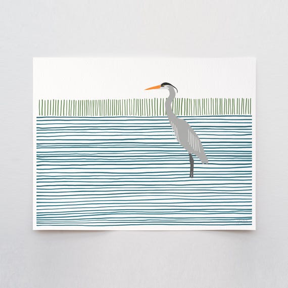 Great Blue Heron Abstract Art Print - Signed and Printed by Jorey Hurley - Unframed or Framed - 250401