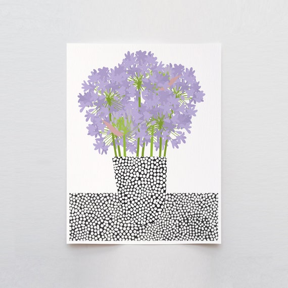 Abstract Agapanthus Still Life Art Print - Signed and Printed by Jorey Hurley - Unframed or Framed - 220121