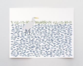 Egret Art Print – Signed Nature-Inspired Bird Wall Art by Jorey Hurley - 250416