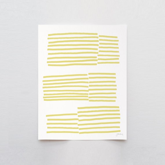 Yellow Striped Abstract Art Print - Signed and Printed by Jorey Hurley - Unframed or Framed - 181114