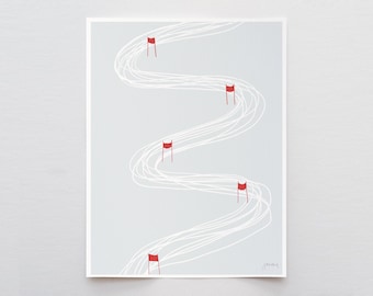 Ski Race Art Print - Signed by Jorey Hurley - 140217