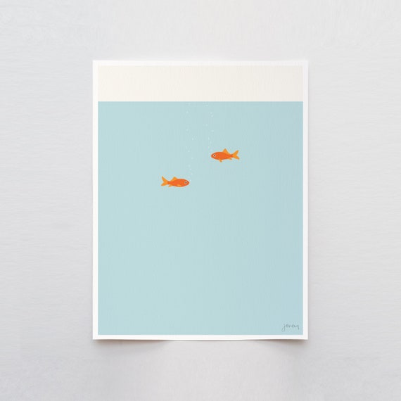 Goldfish Art Print - Signed and Printed by Jorey Hurley - Unframed or Framed - 160103