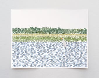 Egret in Wetlands Art Print - Signed by Jorey Hurley - 210806