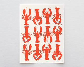 Lobster Pattern Art Print - Signed and Printed by Jorey Hurley - Unframed or Framed - 220515