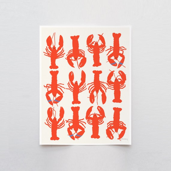 Lobsters Pattern Art Print - Signed and Printed by Jorey Hurley - Unframed or Framed - 220515