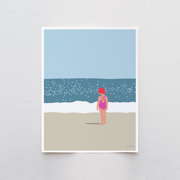 Girl in Sunhat on Beach Art Print - Signed by Jorey Hurley - 130718