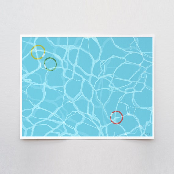 Pool Diving Rings Art Print - Signed and Printed by Jorey Hurley - Unframed or Framed - 160523