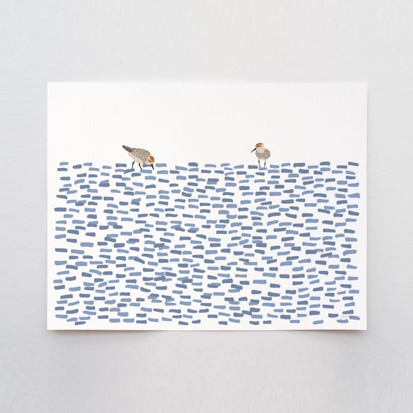 Wading Sandpiper Wall Art, beach house decor, signed print by Jorey Hurley