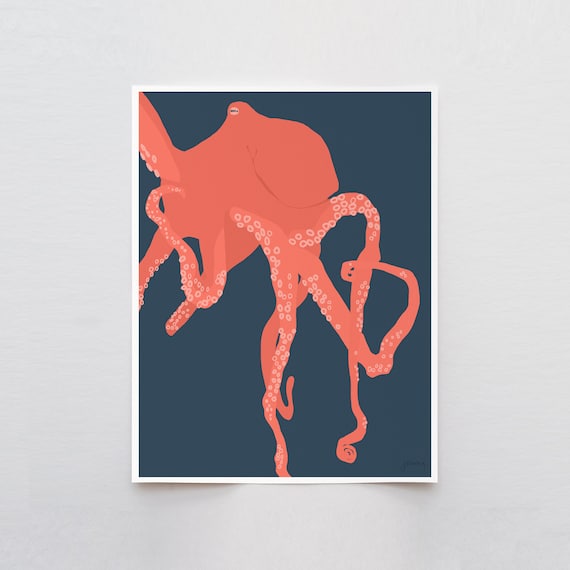 Giant Pacific Octopus Art Print - Signed and Printed by Jorey Hurley - Unframed or Framed - 150615