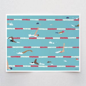 Swim Practice Art Print - Signed and Printed by Jorey Hurley - Unframed or Framed - 160505