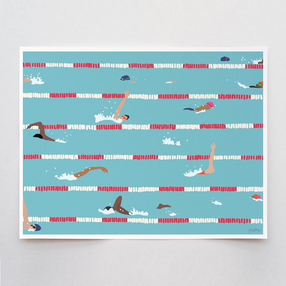 Swim Practice Art Print - Signed and Printed by Jorey Hurley - Unframed or Framed - 160505