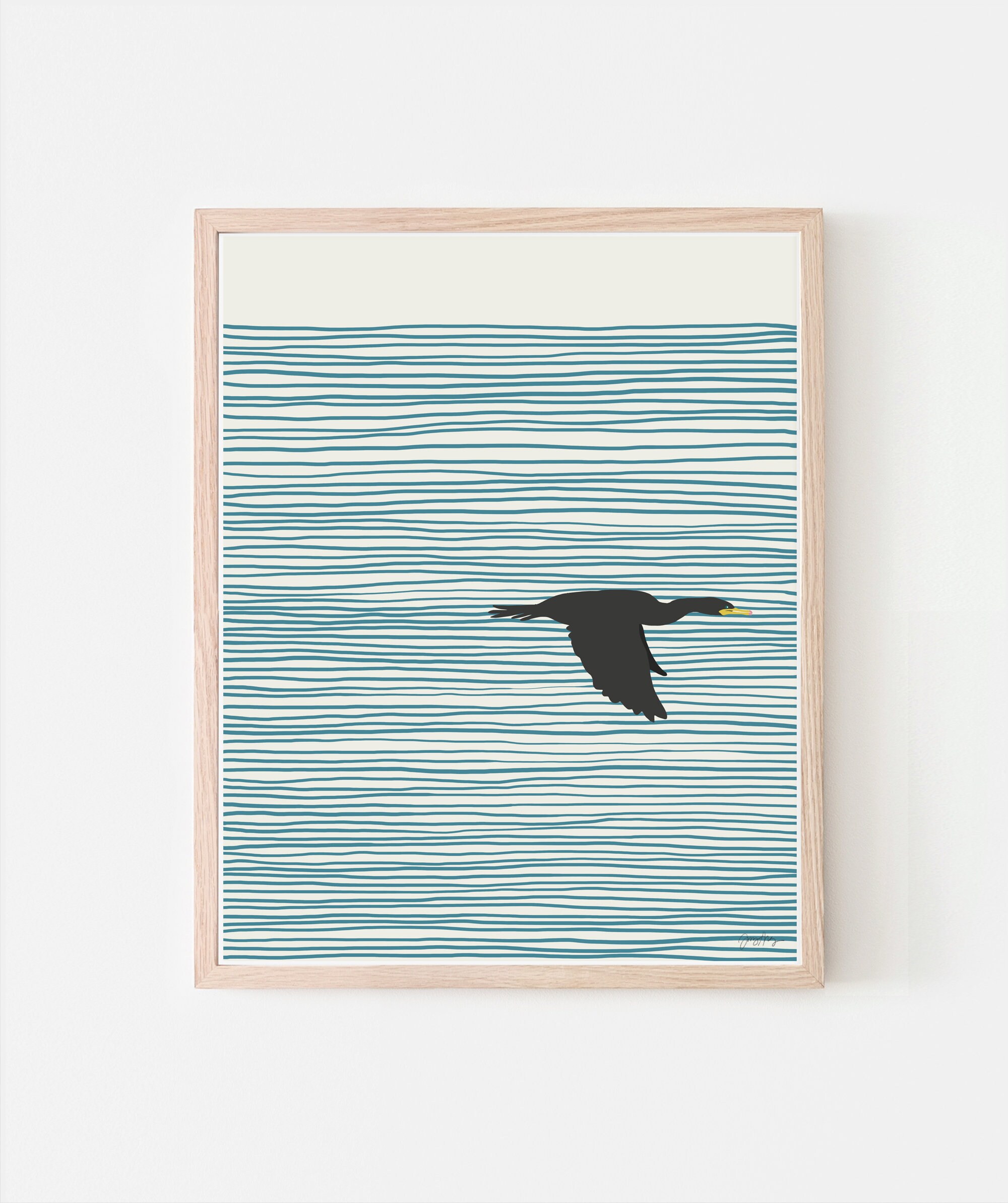 Cormorant Art Print. Signed. Framed or Unframed. Seabird Wall Decor