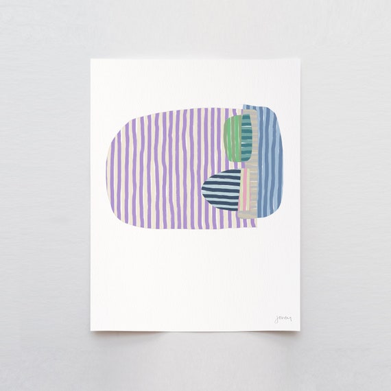 Purple Striped Abstract Art Print - Signed and Printed by Jorey Hurley - Unframed or Framed - 170908