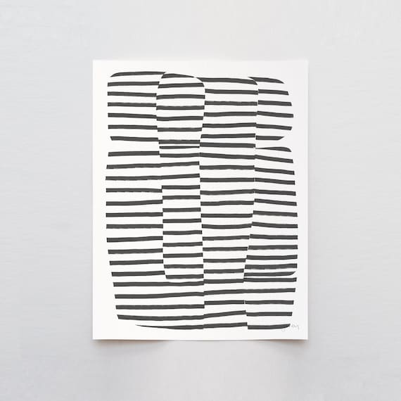 Black Striped Abstract Art Print - Signed and Printed by Jorey Hurley - Unframed or Framed - 181103