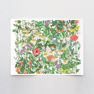 Millefleur with Daisies and Poppies Art Print – Signed by Jorey Hurley - 210524