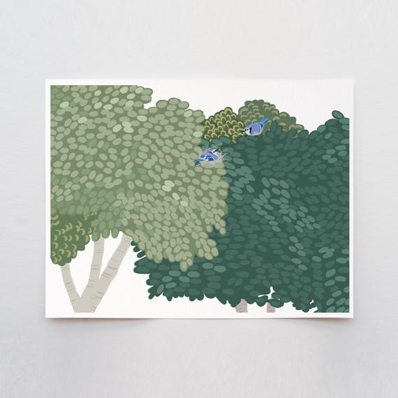 Blue Jays Nesting Art Print - Signed and Printed by Jorey Hurley - Unframed or Framed - 250108