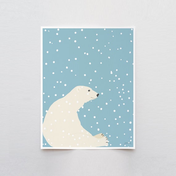 Sitting Polar Bear Art Print - Signed and Printed by Jorey Hurley - Unframed or Framed - 121210