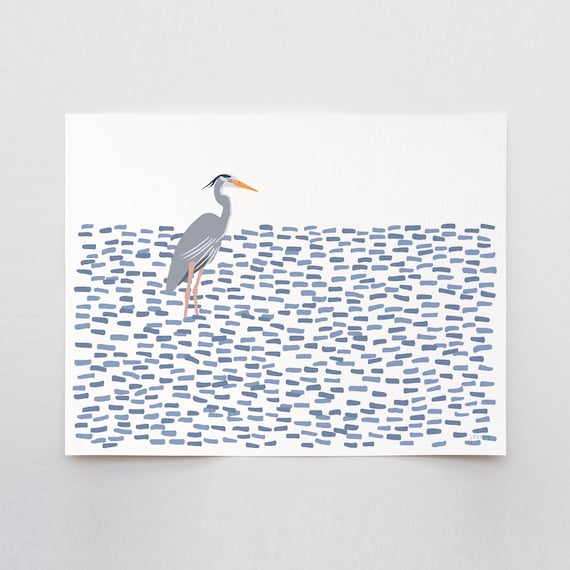 Standing Heron Art Print - Signed and Printed by Jorey Hurley - Unframed or Framed - 250225