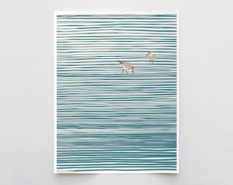 Sandpipers Art Print - Signed by Jorey Hurley - Coastal Wall Decor - 141105
