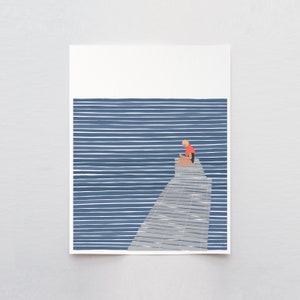 A Girl Sitting on a Dock Art Print - Signed and Printed by Jorey Hurley - Unframed or Framed - 220821