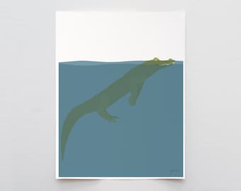 Alligator Art Print - Signed and Printed by Jorey Hurley - Unframed or Framed - 161226