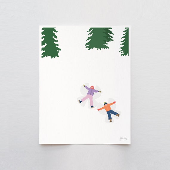 Making Snow Angels Art Print - Printed and Signed by Jorey Hurley - Unframed or Framed - 221231