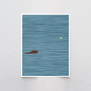 Swimming Labrador Wall Art,  signed print by Jorey Hurley