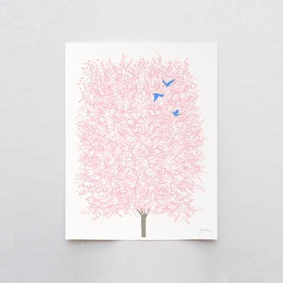 Spring Cherry Blossoms Art Print- Printed and Signed by Jorey Hurley - Unframed or Framed - 230507