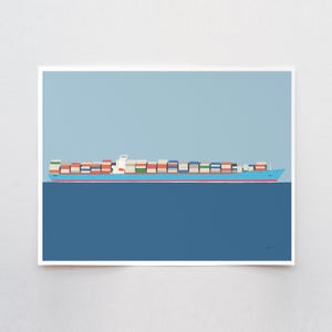 Container Ship Art Print - Signed by Jorey Hurley - Maritime Wall Art - 160111