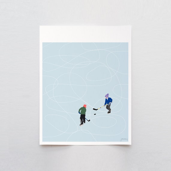 Pond Hockey Art Print - Signed and Printed by Jorey Hurley - Unframed or Framed - 230224