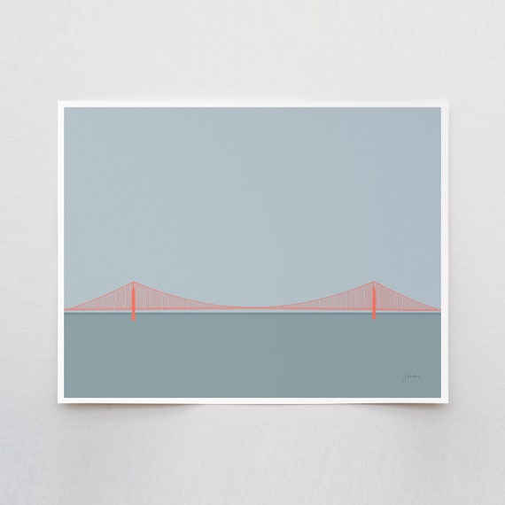 Golden Gate Bridge Art Print - Signed and Printed by Jorey Hurley - Unframed or Framed - 230806