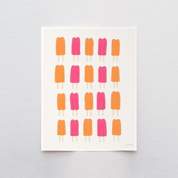 Fruit Popsicles Art Print - Signed and Printed by Jorey Hurley - Unframed or Framed - 110930