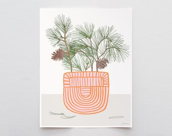 White Pine Botanical Art Print - Signed and Printed by Jorey Hurley - Unframed or Framed - 210109