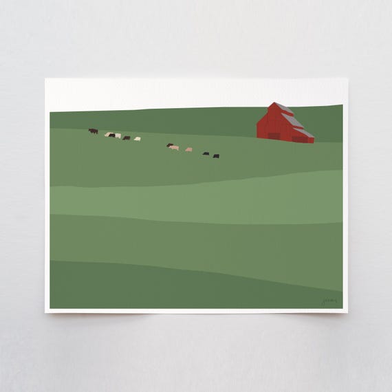 Cow Herd Art Print - Signed and Printed by Jorey Hurley - Unframed or Framed - 250207