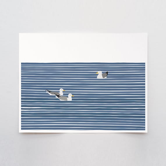 Seagull Family Art Print - Signed and Printed by Jorey Hurley - Unframed or Framed - 250414