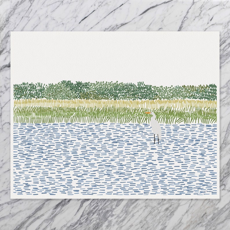 Egret in Wetlands Art Print Signed and Printed by Jorey Hurley Unframed or Framed 210806 image 3