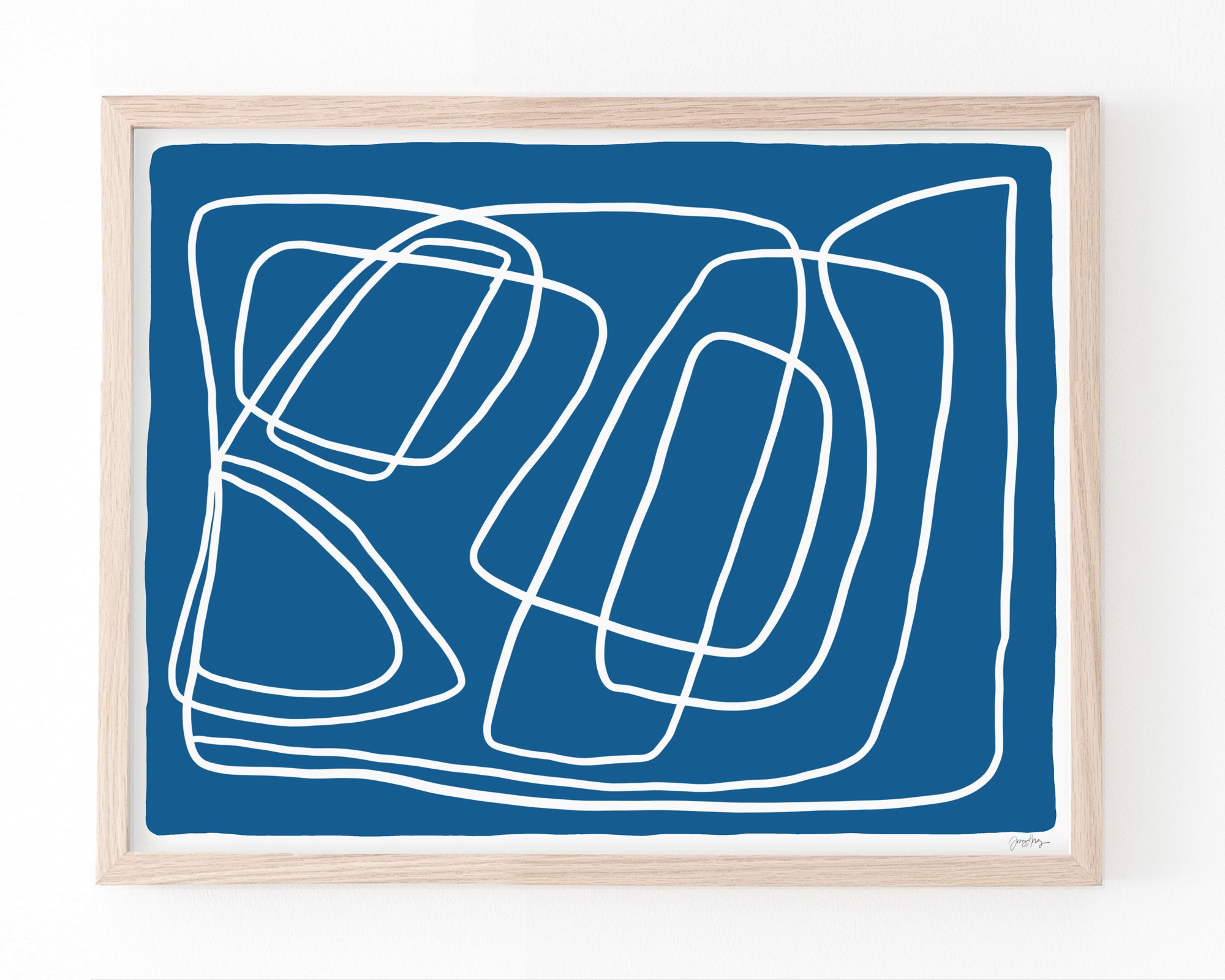 Abstract Art Print with Blue and White. Available Framed or Etsy
