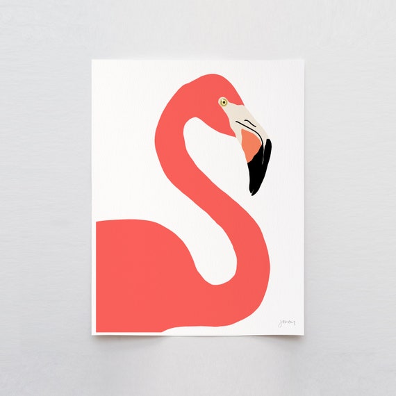 Flamingo Neck Art Print - Signed and Printed by Jorey Hurley - Unframed or Framed - 120319