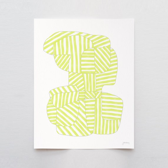 Yellow Striped Abstract Art Print  - Signed and Printed by the Artist - Unframed or Framed - 170816