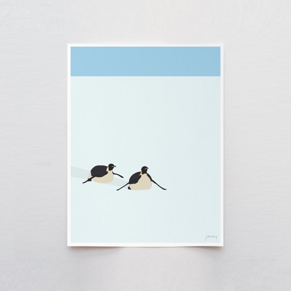 Emperor Penguins Sliding Art Print - Signed and Printed by Jorey Hurley - Unframed or Framed - 240408