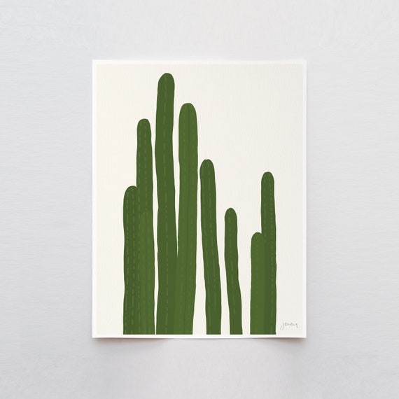 Pipe Cactus Art Pint - Signed and Printed by Jorey Hurley - Unframed or Framed - 151021