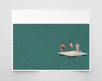 Lake Swim Platform Art Print - Signed and Printed by Jorey Hurley - Unframed or Framed - 210602