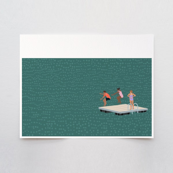 Lake Swim Art Print - Signed and Printed by Jorey Hurley - Unframed or Framed - 210602
