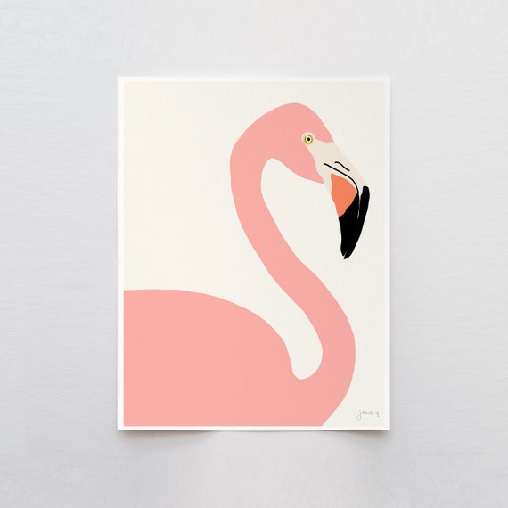 Pink Flamingo Profile Art Print - Signed and Printed by Jorey Hurley - Unframed or Framed - 120319