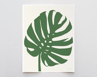 Monstera Tropical Leaf Art Print - Signed and Printed by Jorey Hurley - Unframed or Framed - 140108