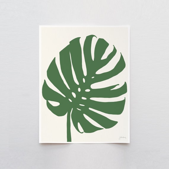 Monstera Tropical Leaf Art Print - Signed and Printed by Jorey Hurley - Unframed or Framed - 140108